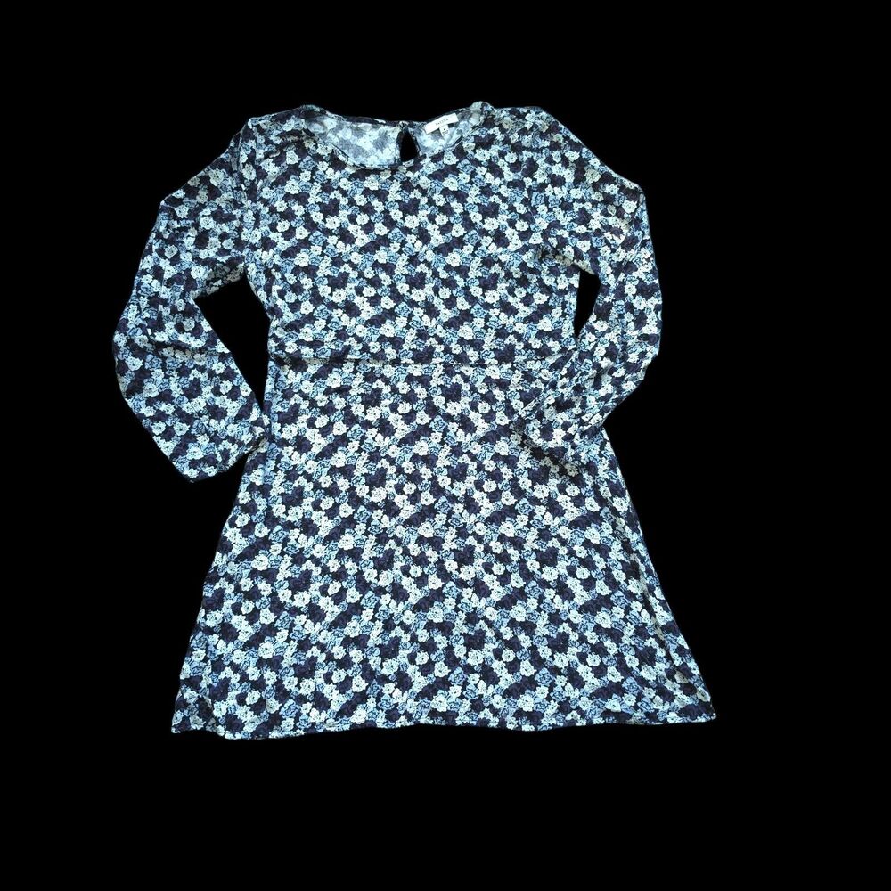 Aritzia Talula Floral Dress Size 8 Black Cream Gray Plum Keyhole Back